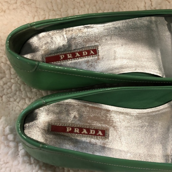 Prada Women's Green Patent Leather Bit Block Heel Loafers - Picture 12 of 13